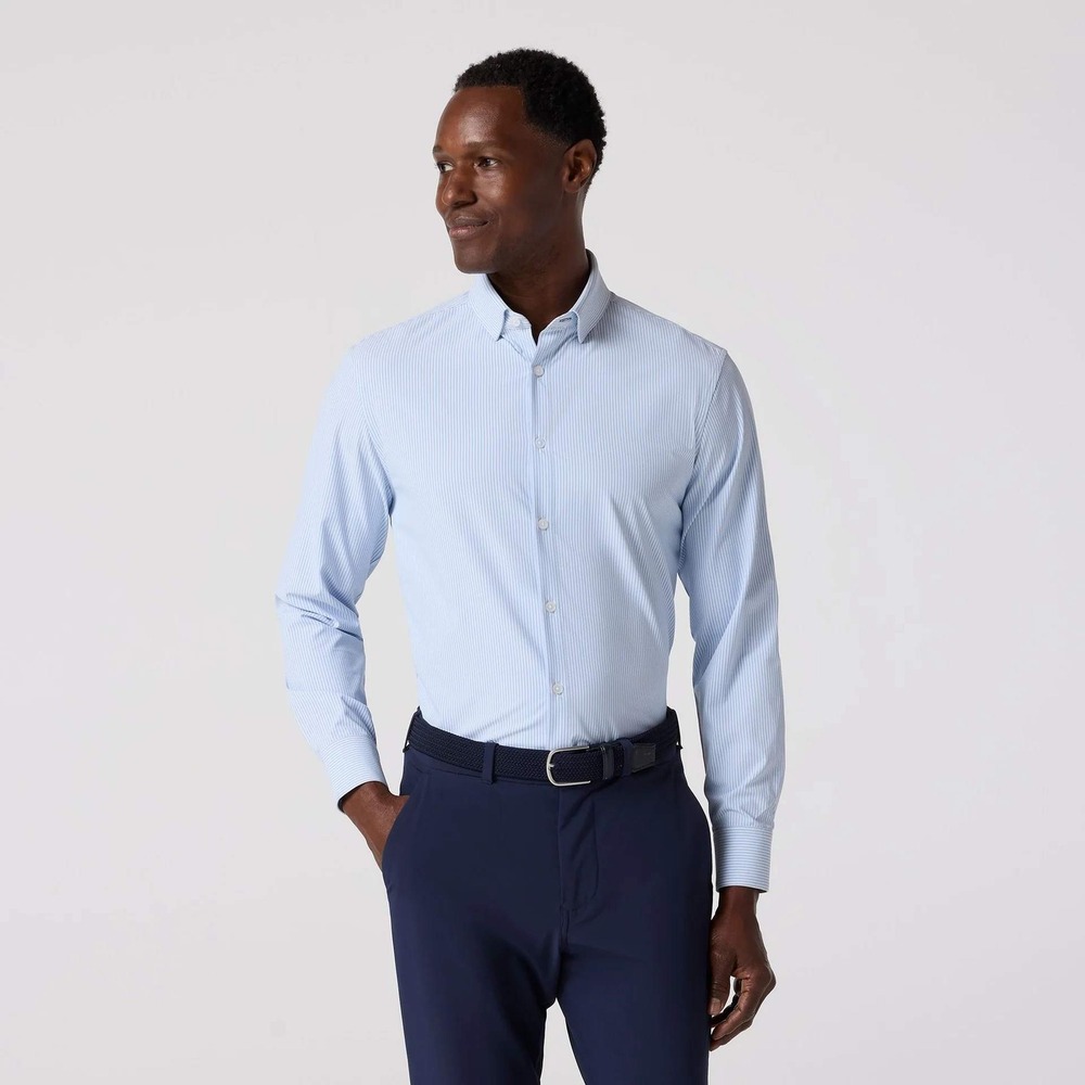 Mizzen+Main Leeward Dress Shirt In Bel Air Blue Banker Stripe Size XXL NWT